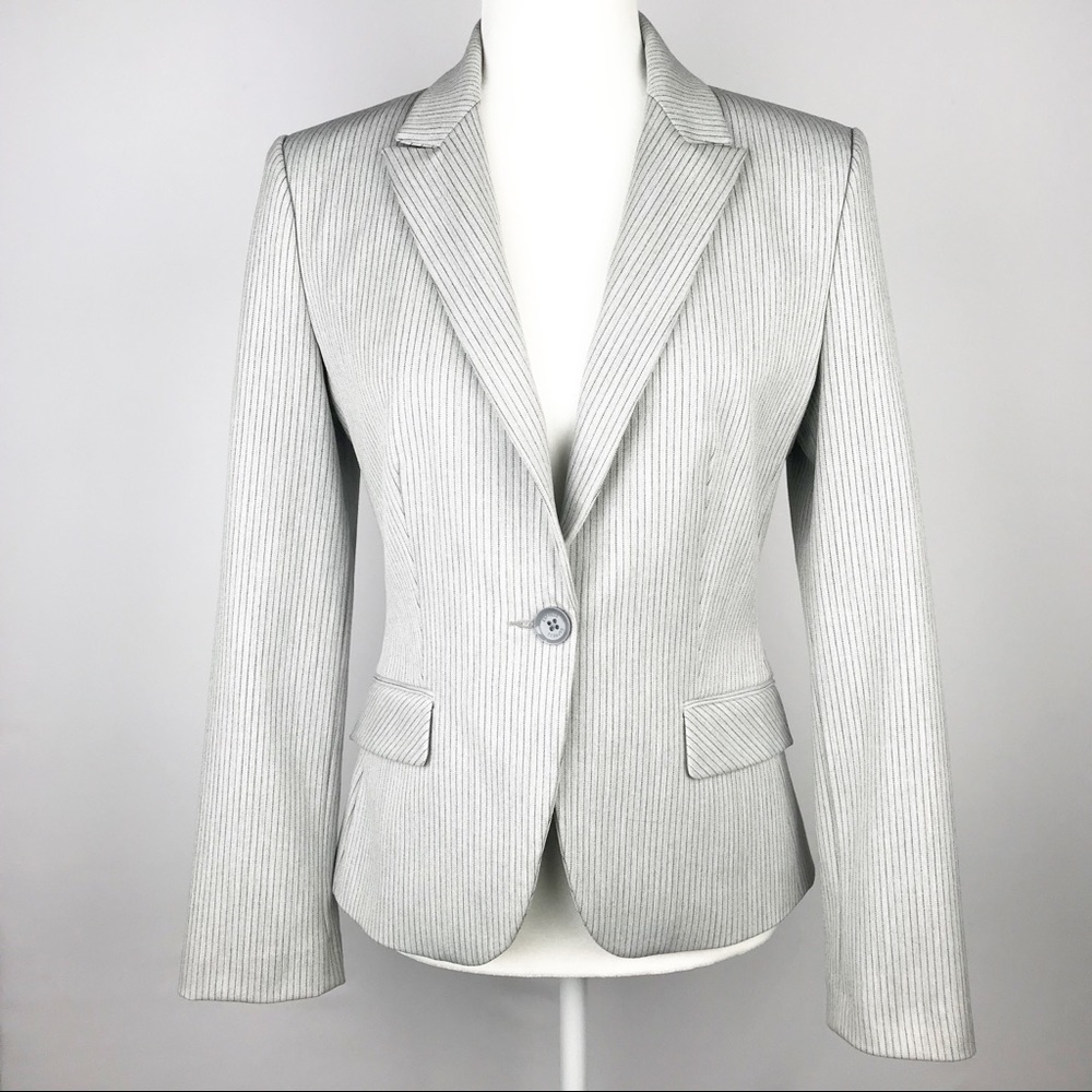EXPRESS DESIGN STUDIO Gray Pinstripe Blazer Jacket